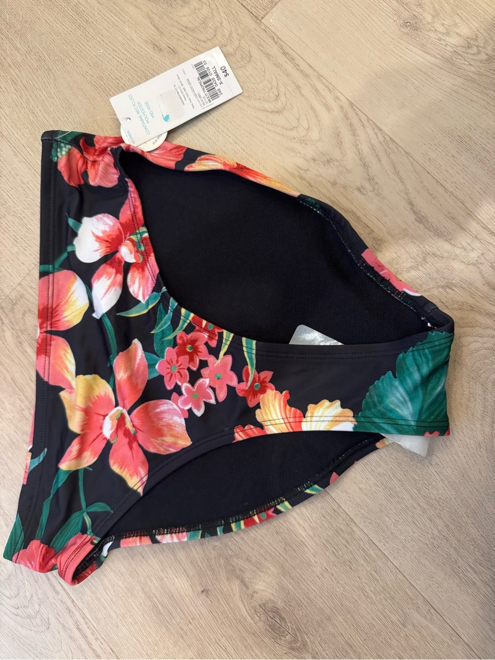 Oasis Floral Bikini Bottoms in Black with Multicolor Tropical Print